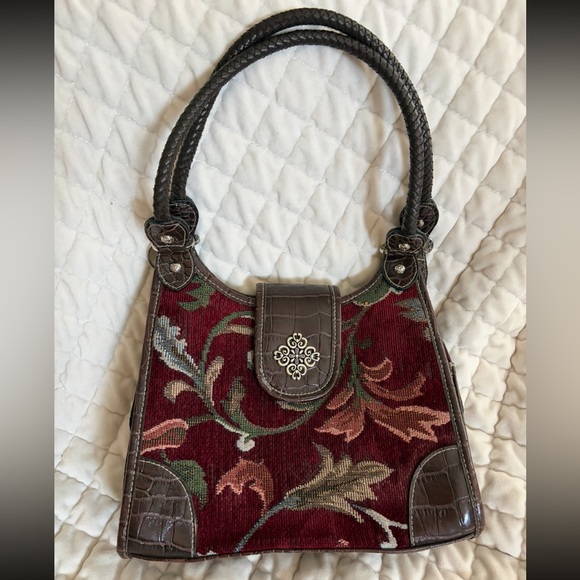 Elegant Floral Tapestry Bag with Brown Accents - Picture 2 of 10